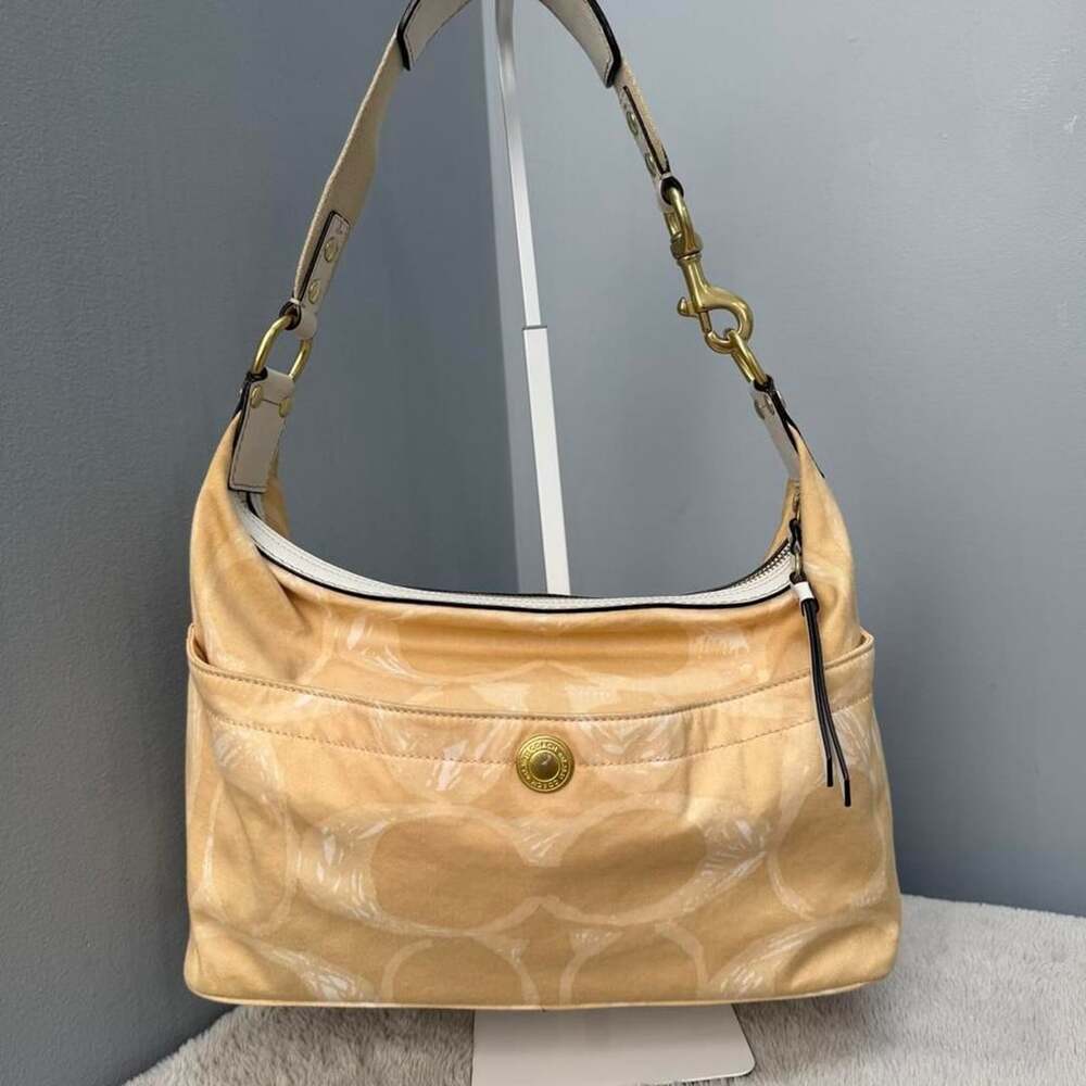 Coach Scribble Yellow Signature Canvas Hobo Shoulder Bag F10699